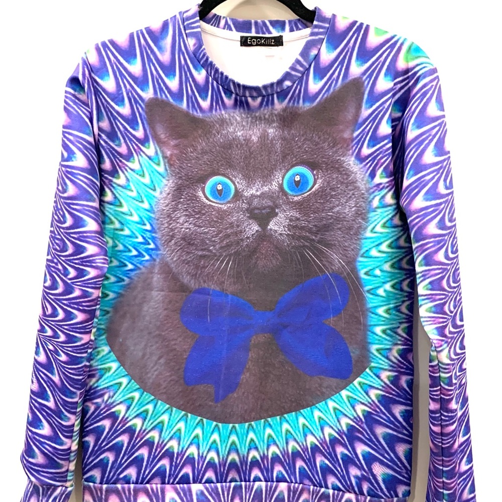 EGO KILZ Purple Cat Swearshirt size M